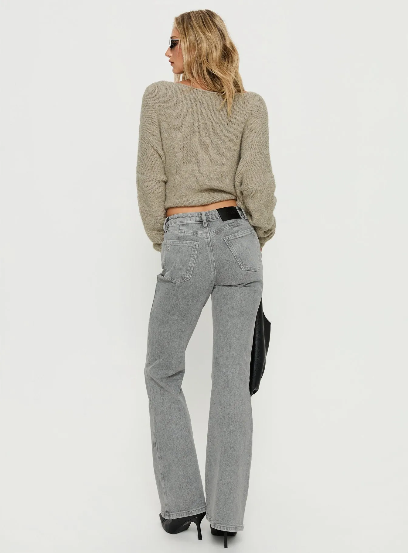 Magic Mirror Mid Rise Bootleg Jeans Washed Grey sold by Princess Polly product image thumbnail 5