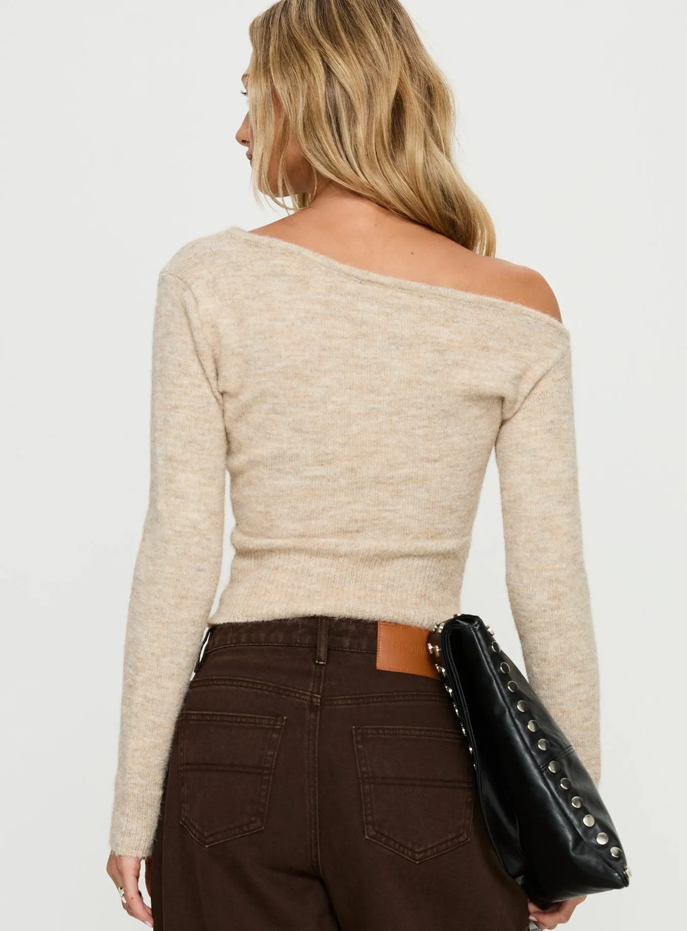 Selbey Fluffy Cinched Waist Off Shoulder Top Cream Marle sold by Princess Polly product image thumbnail 4