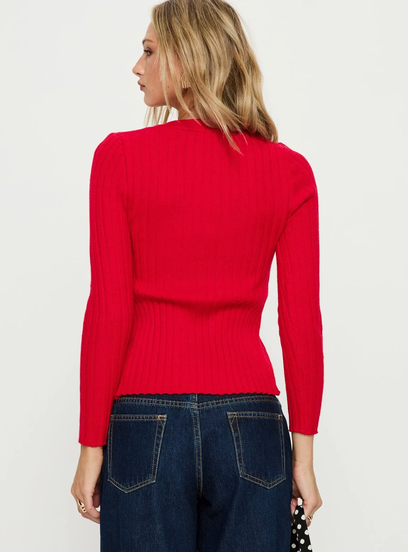Donya Twist Detail Long Sleeve Top Red sold by Princess Polly product image thumbnail 4