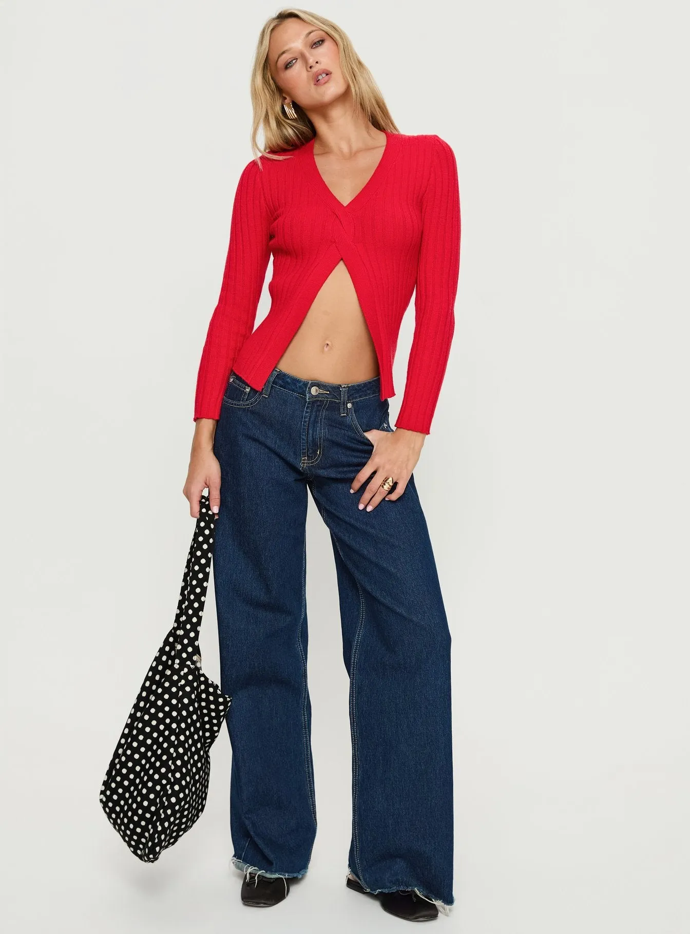 Donya Twist Detail Long Sleeve Top Red sold by Princess Polly product image thumbnail 2