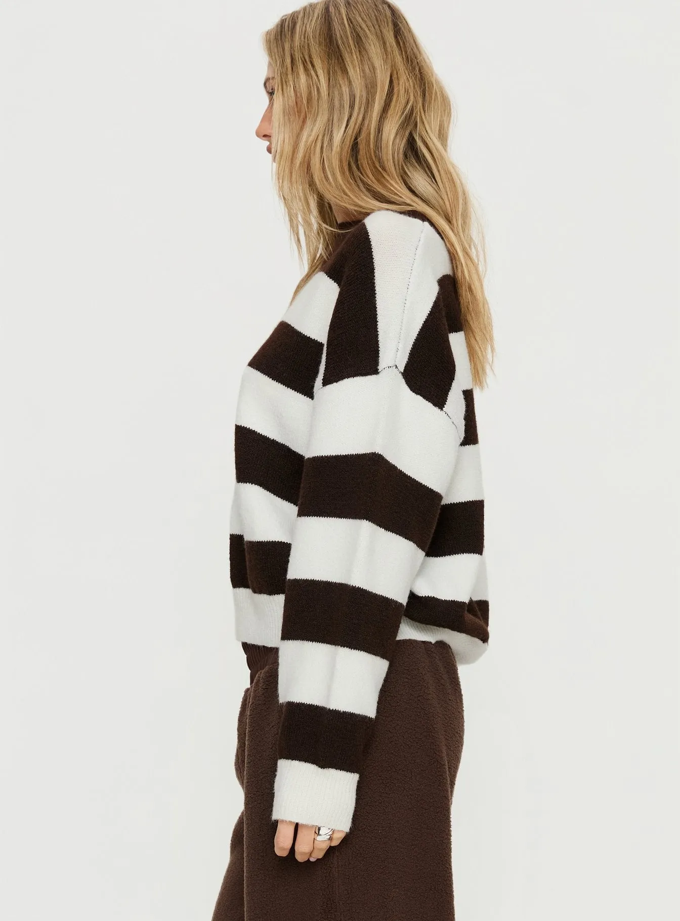 Corlie Crew Neck Knit Sweater Brown Stripe sold by Princess Polly product image thumbnail 3