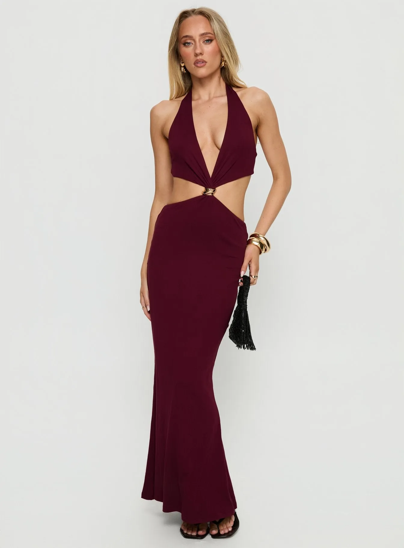 Idella Halter Cut Out Maxi Dress Plum sold by Princess Polly product image thumbnail 2