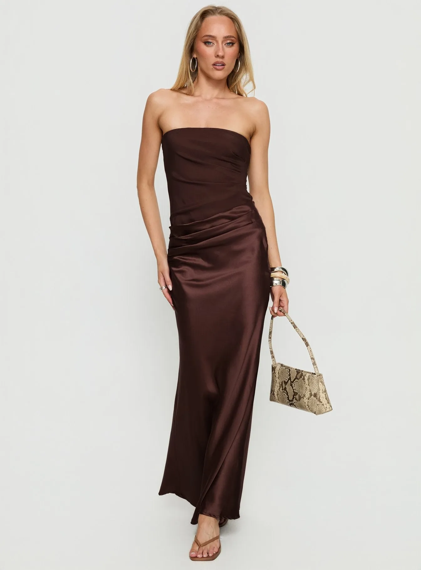 Lulita Strapless Maxi Dress Brown sold by Princess Polly product image thumbnail 3