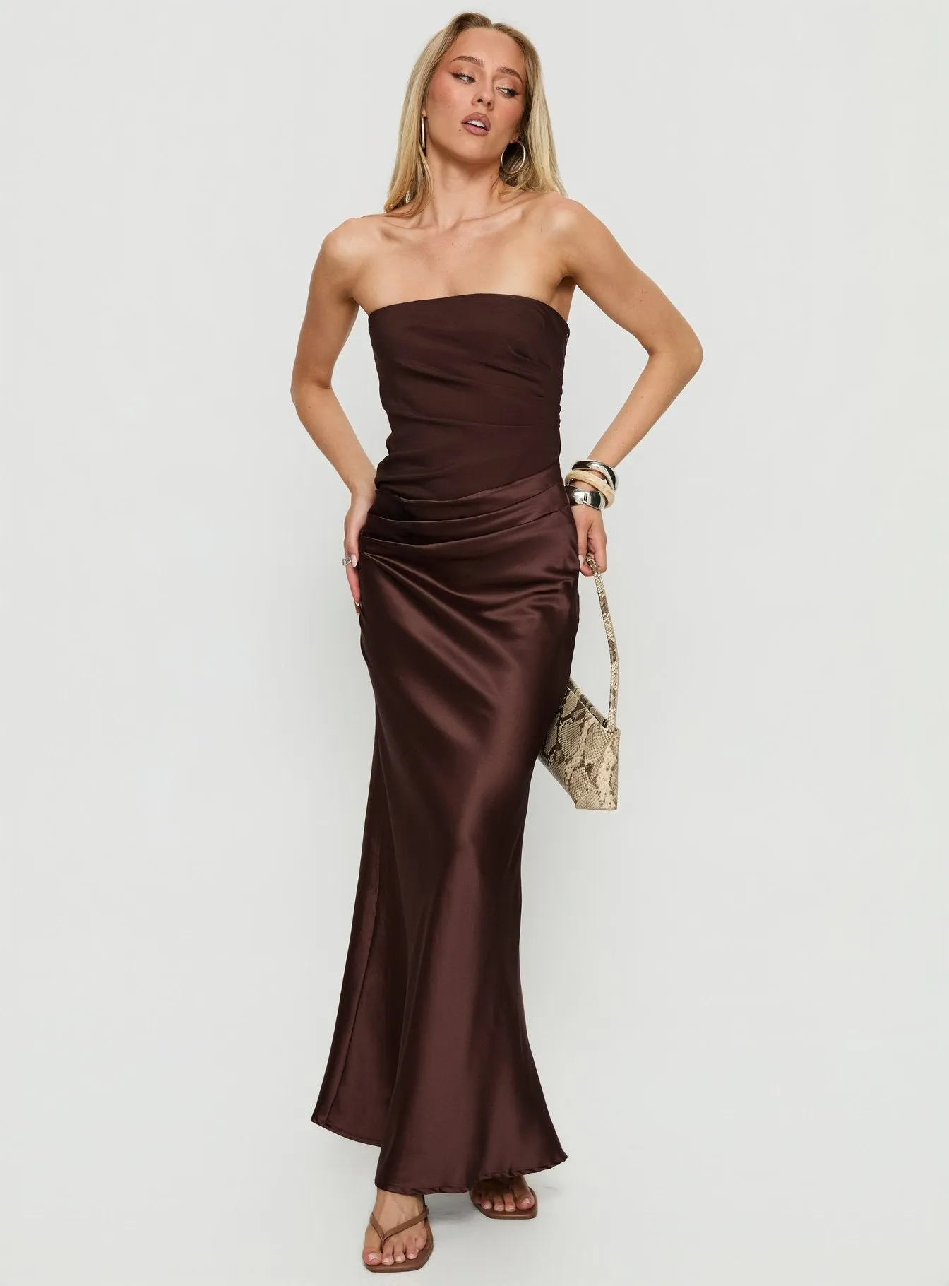 Lulita Strapless Maxi Dress Brown sold by Princess Polly product image thumbnail 2