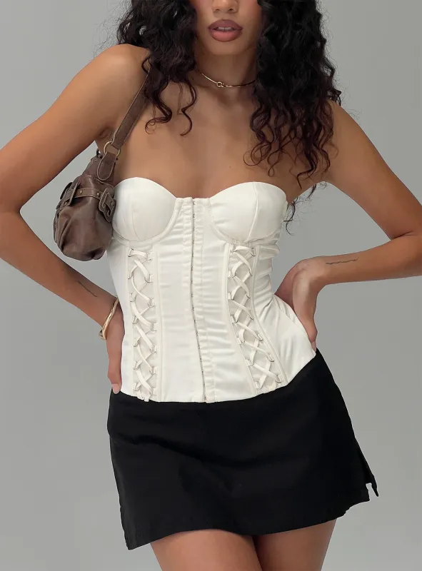 Odella Strapless Corset Top Cream sold by Princess Polly