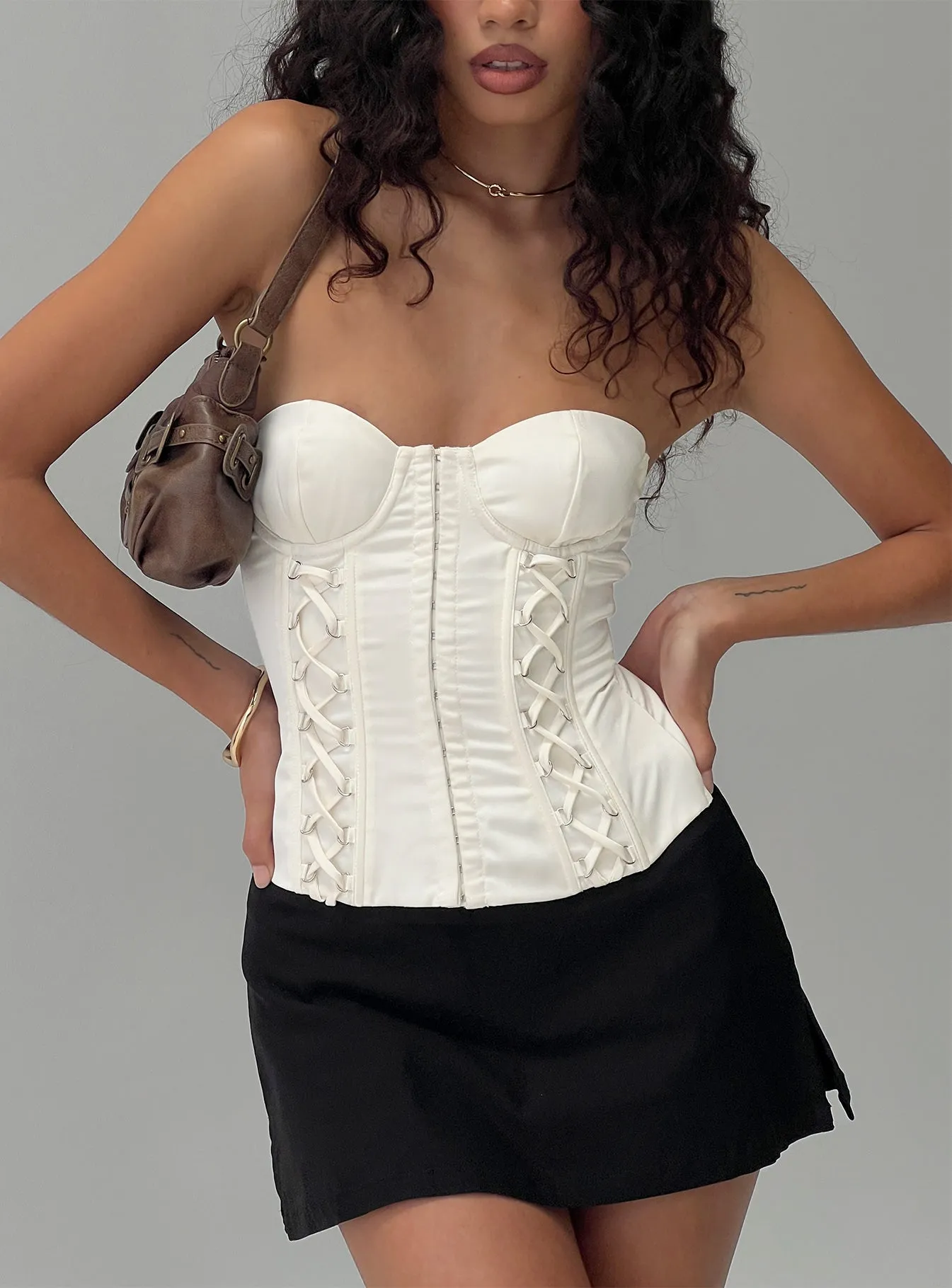 Odella Strapless Corset Top Cream sold by Princess Polly