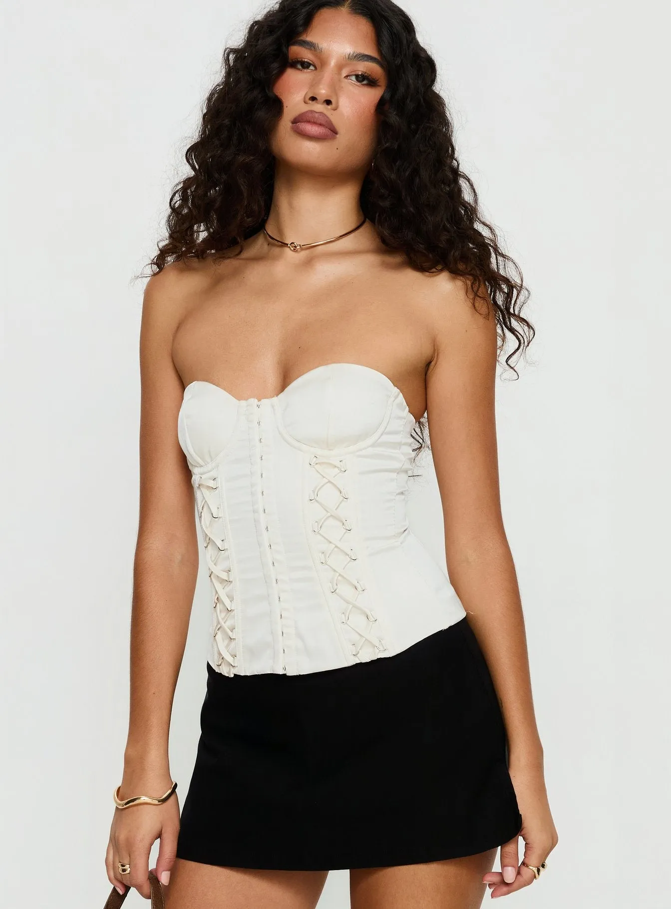Odella Strapless Corset Top Cream sold by Princess Polly product image thumbnail 2