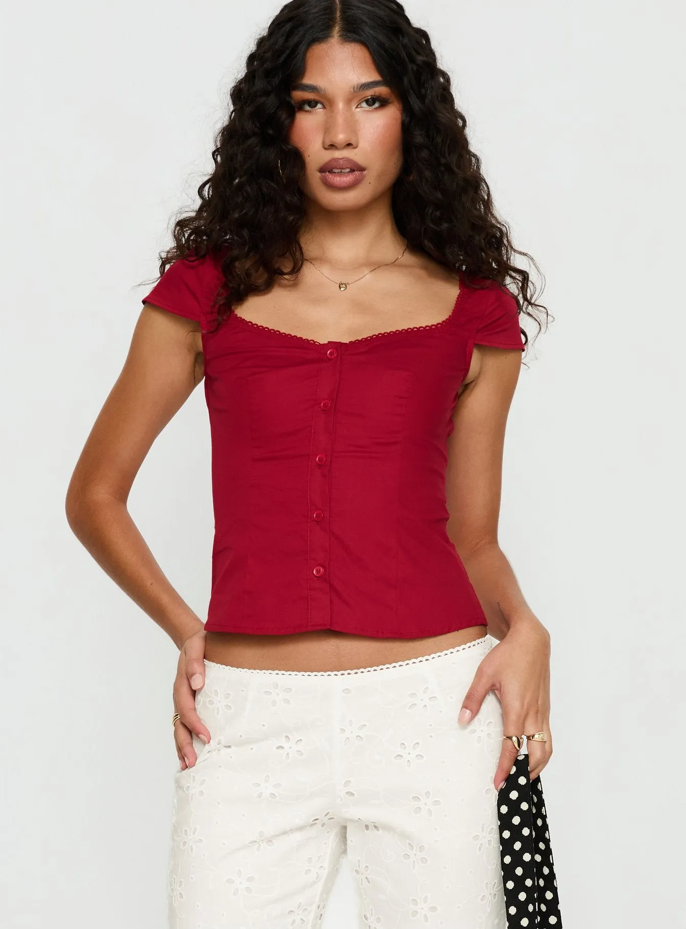 Transcendence Button Up Top Red sold by Princess Polly product image thumbnail 2