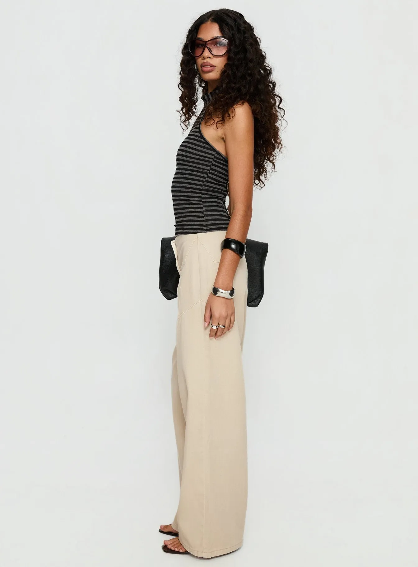 Dolley Star Stitch Mid Rise Wide Leg Jean Ecru sold by Princess Polly product image thumbnail 3