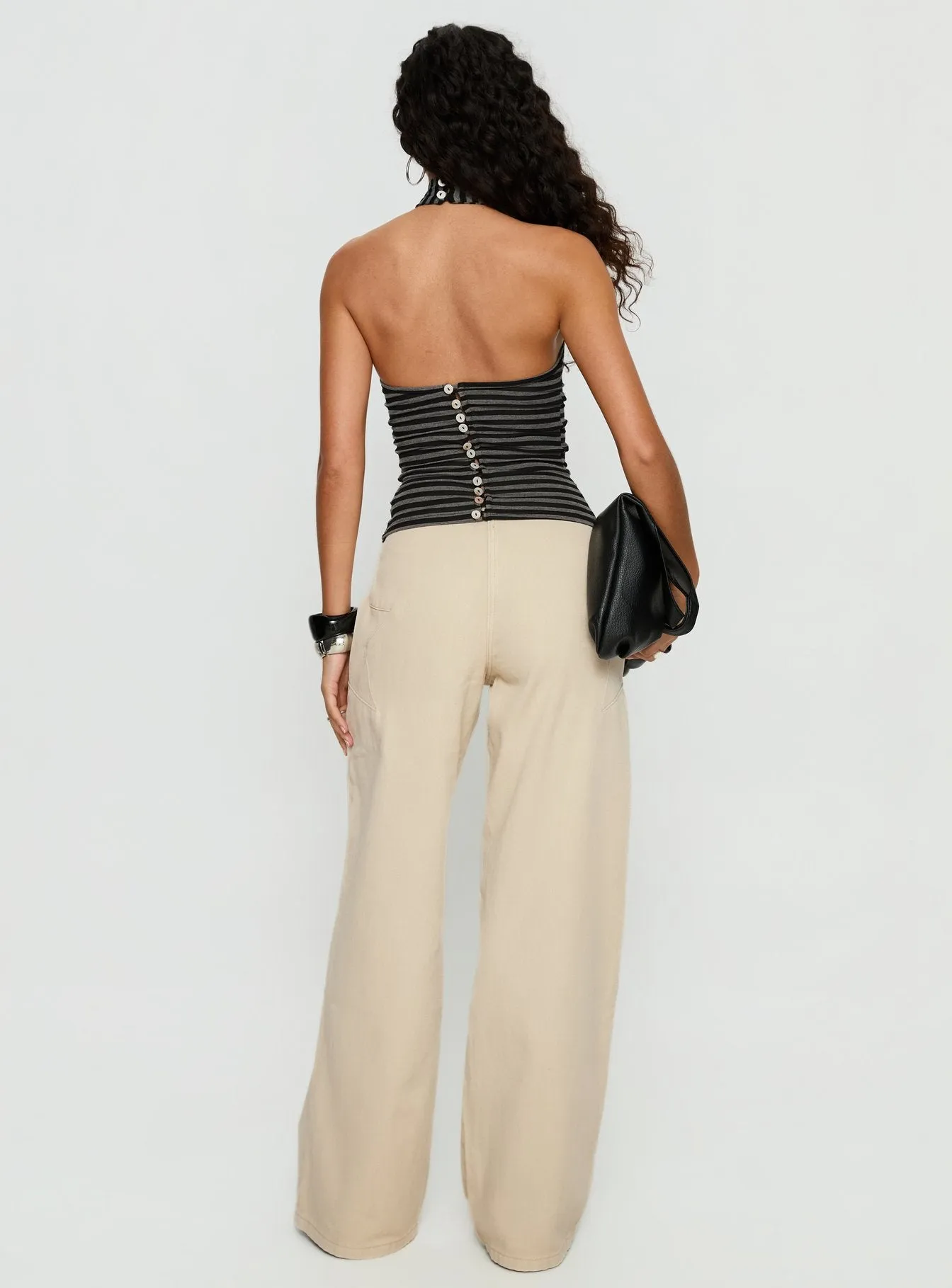 Dolley Star Stitch Mid Rise Wide Leg Jean Ecru sold by Princess Polly product image thumbnail 4