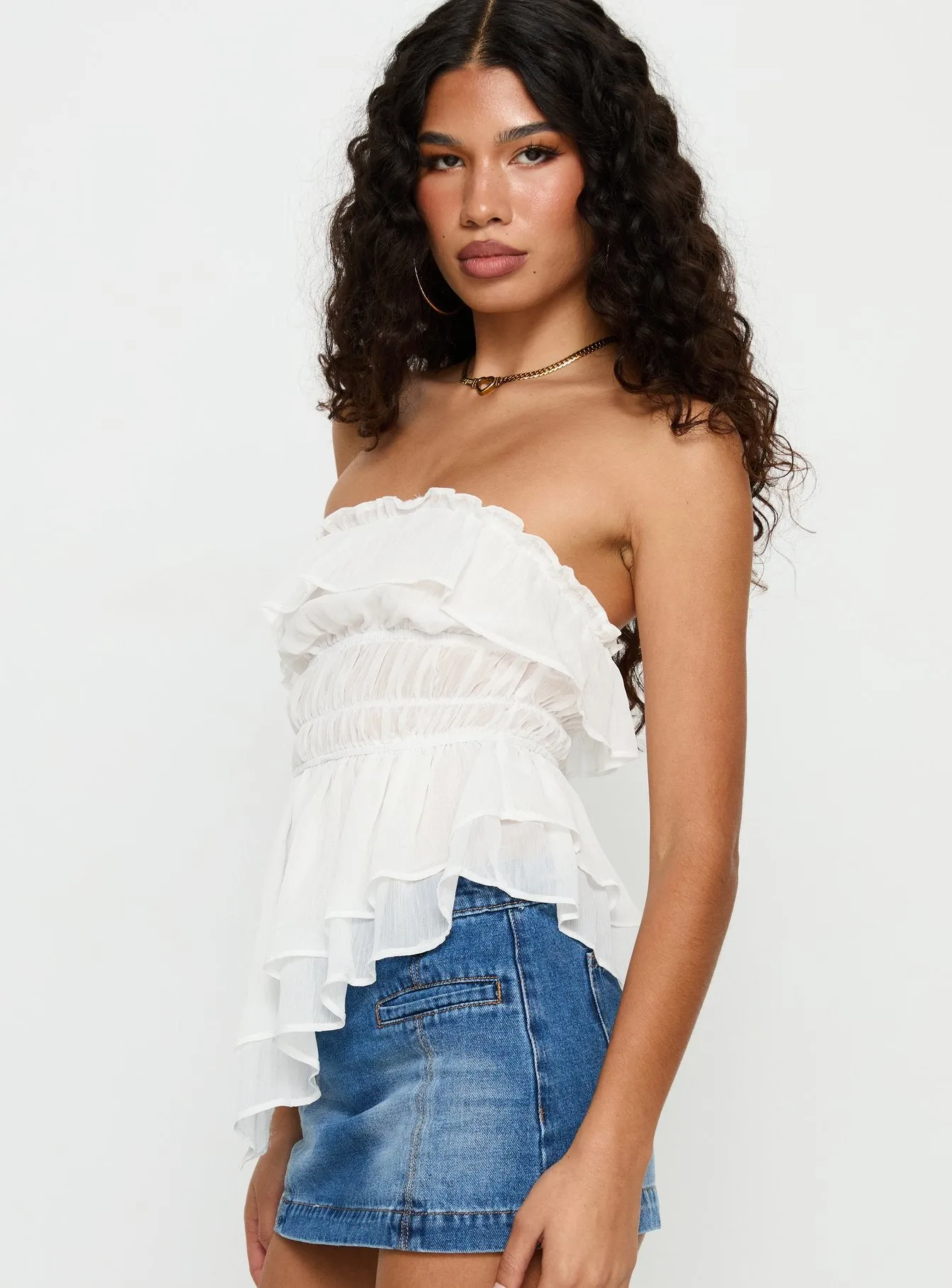 Ginnilee Strapless Frill Top White sold by Princess Polly product image thumbnail 4