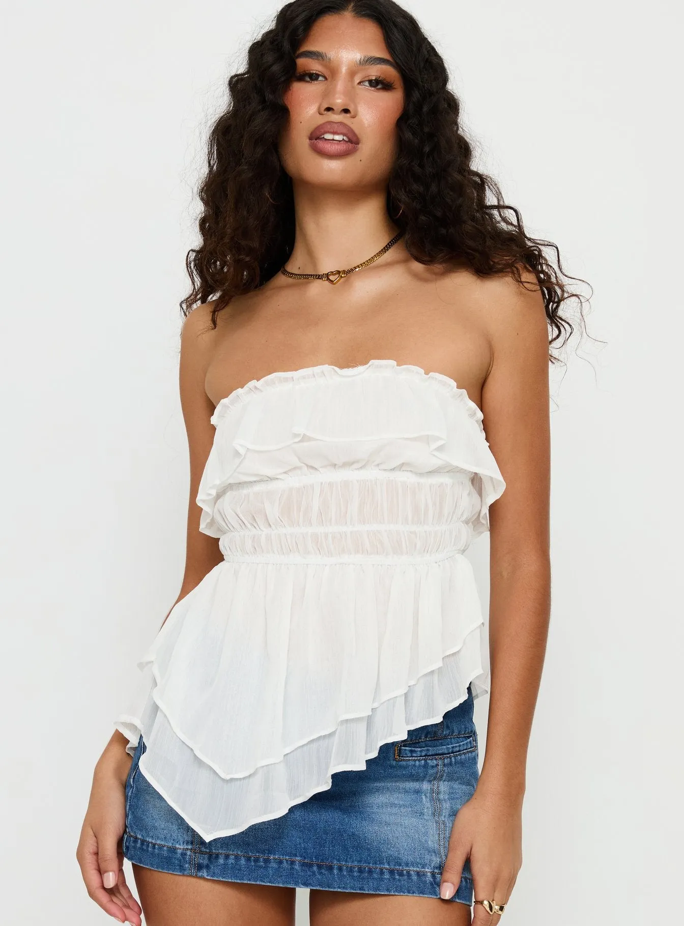 Ginnilee Strapless Frill Top White sold by Princess Polly product image thumbnail 2