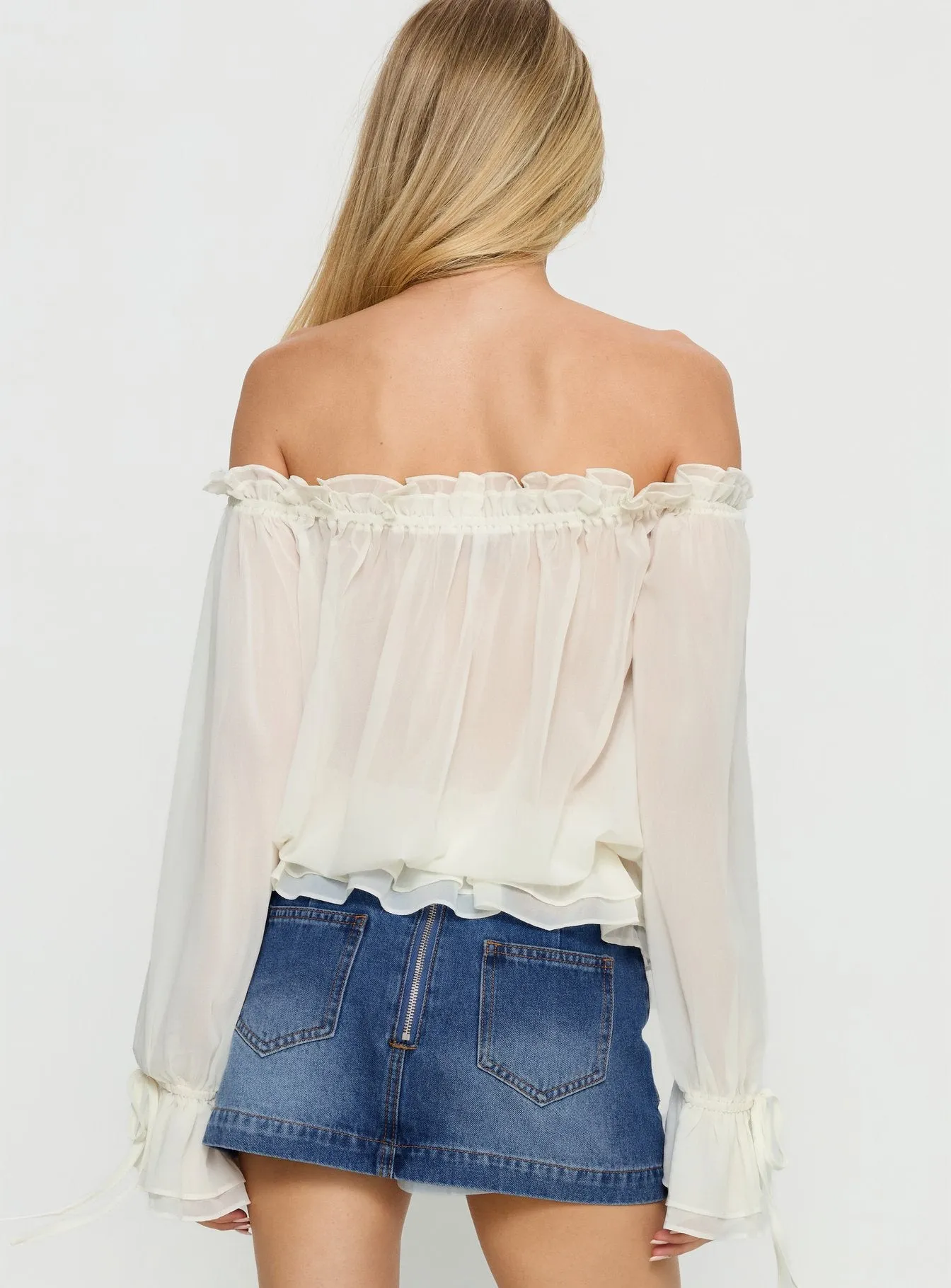 Madelina Frill Long Sleeve Top Cream sold by Princess Polly product image thumbnail 5