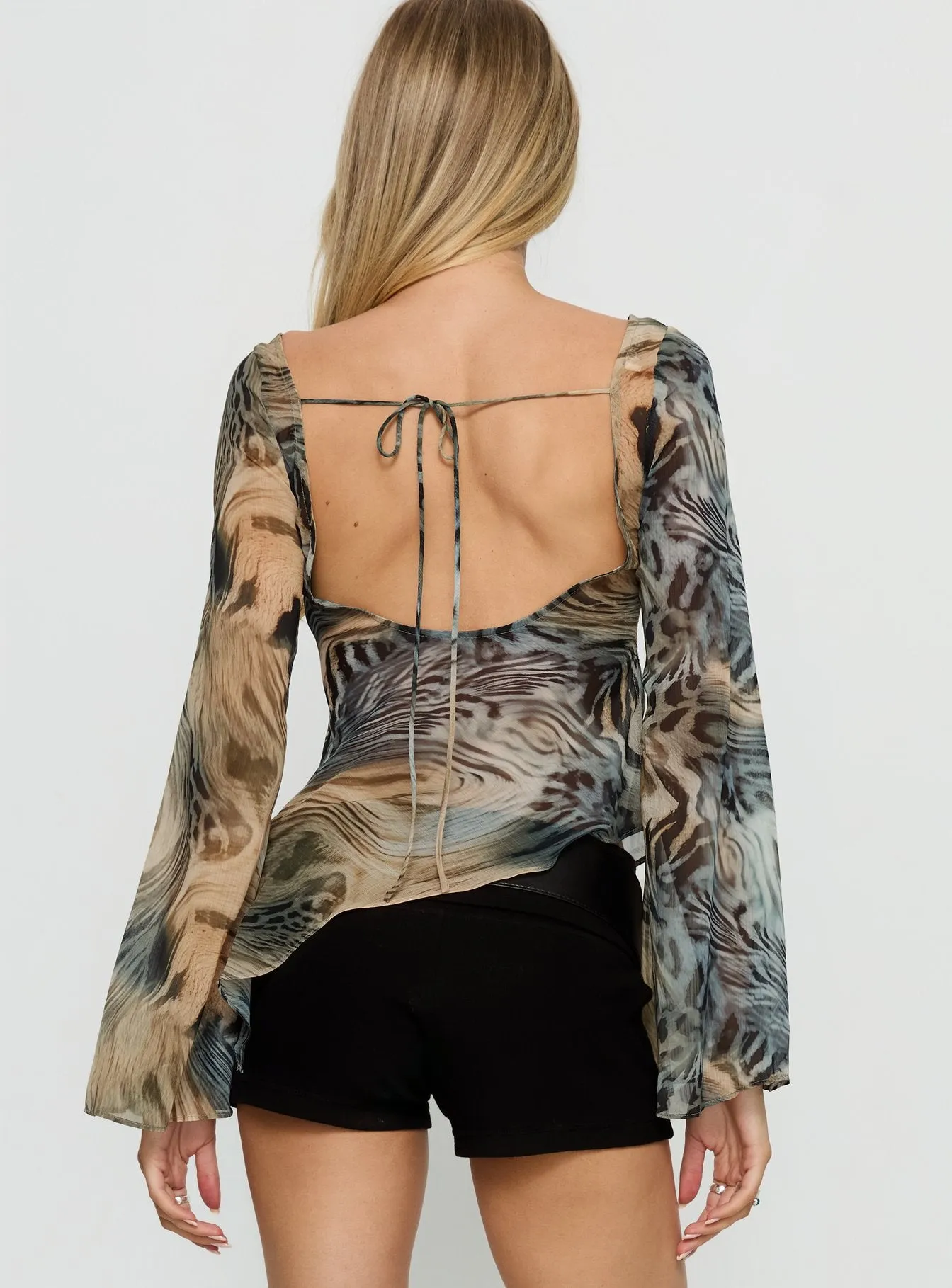 Esmaria Long Sleeve Flared Top Multi Animal sold by Princess Polly product image thumbnail 5