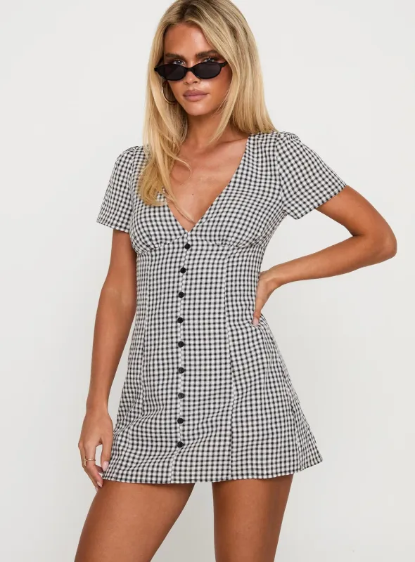 Loveliness Playsuit Black / White Check sold by Princess Polly
