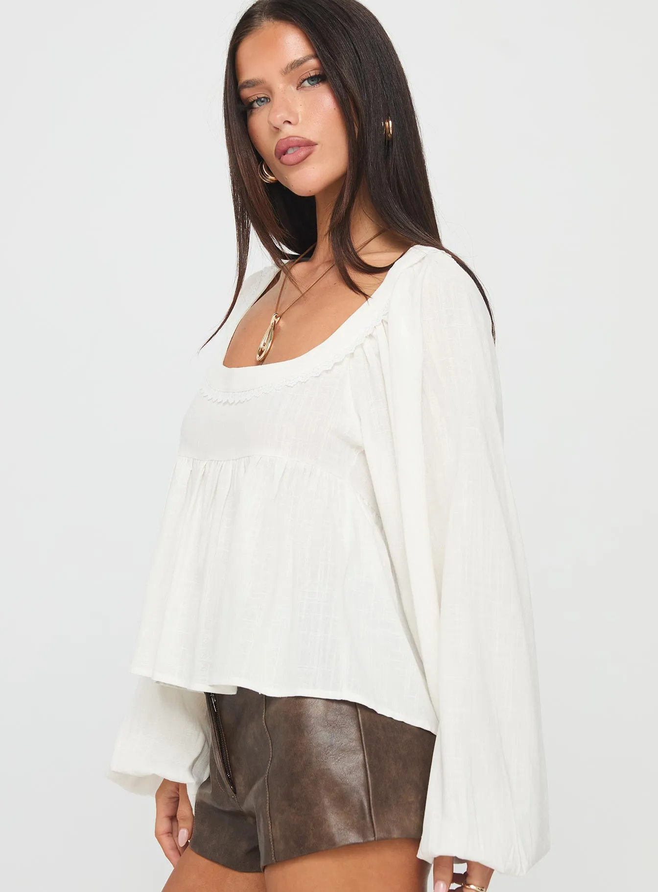 Benjie Long Sleeve Top White sold by Princess Polly product image thumbnail 4