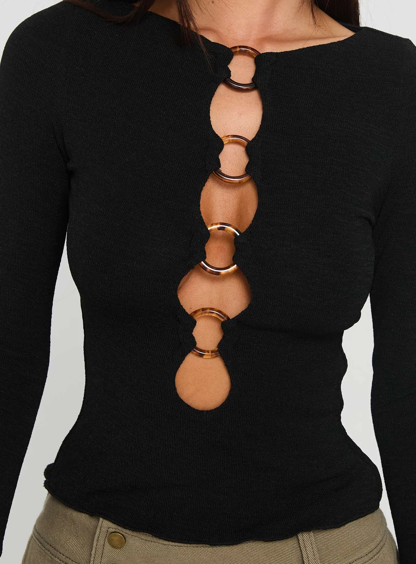 Dejonge Ring Long Sleeve Top Black sold by Princess Polly product image thumbnail 5