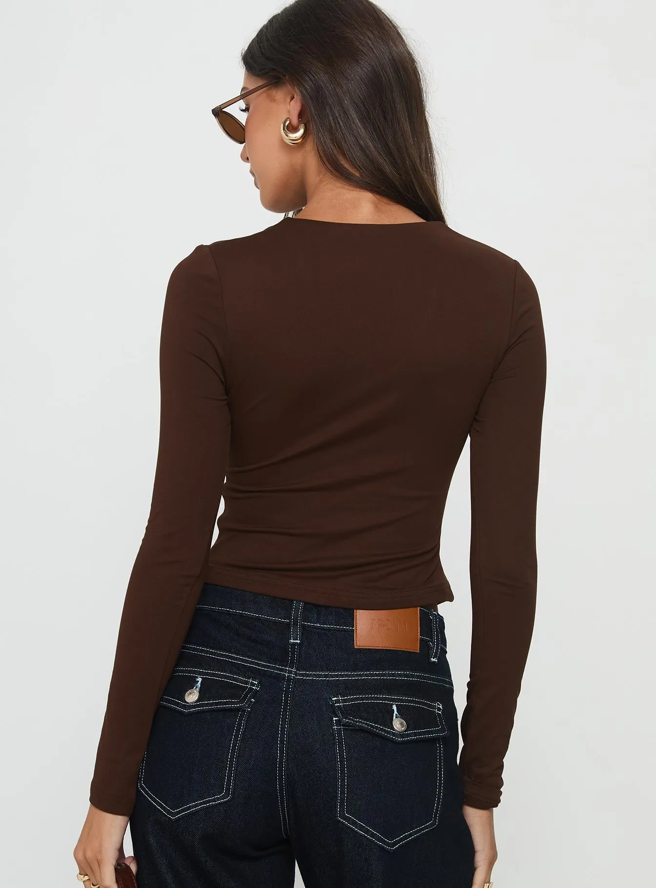 No Hard Feelings Twist Long Sleeve Top Brown sold by Princess Polly product image thumbnail 4