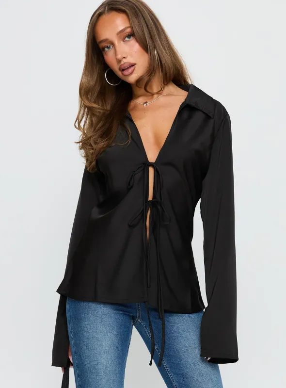 Way Life Goes Long Sleeve Top Black sold by Princess Polly