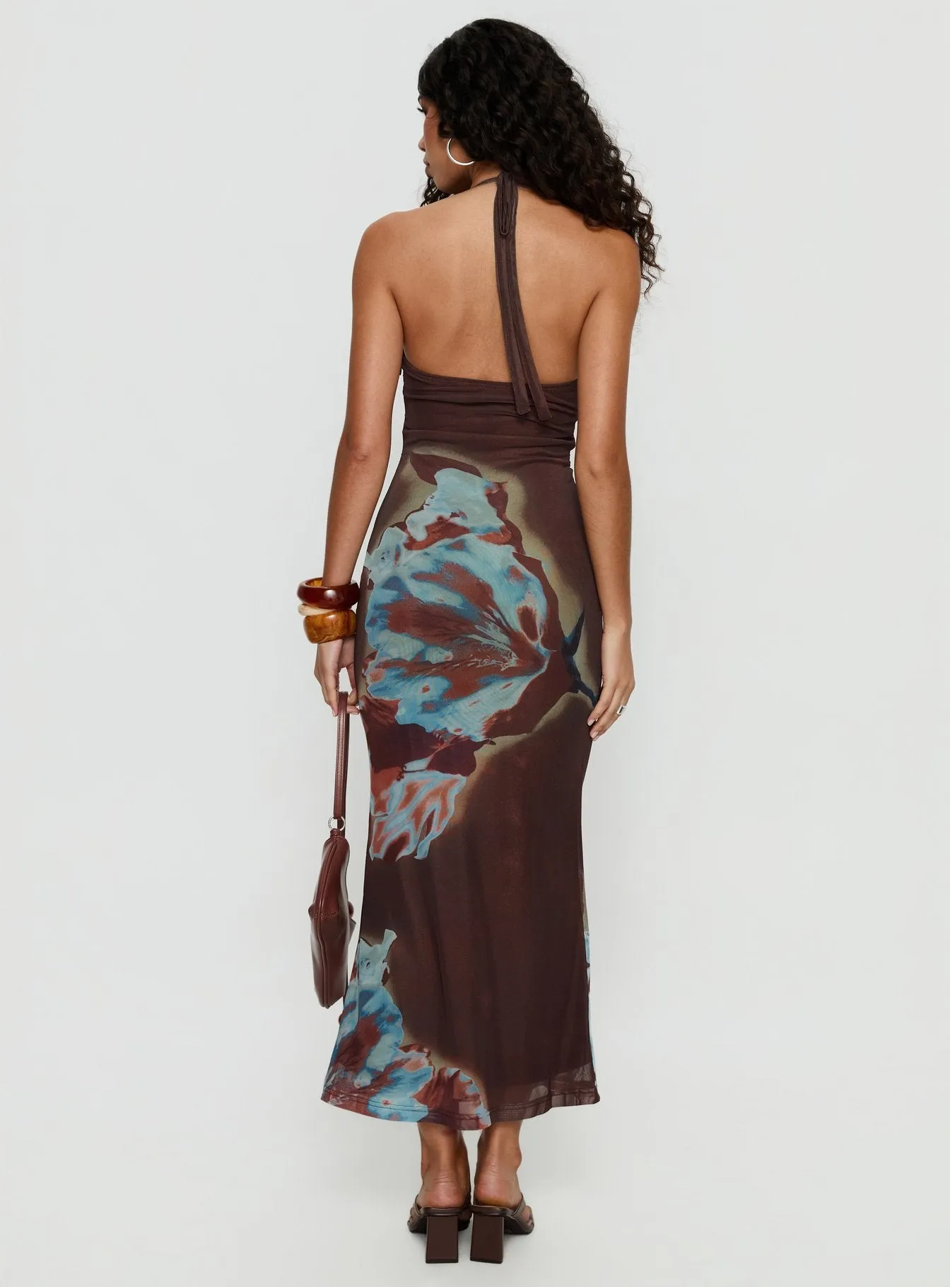 Maritsa Halter Beaded Maxi Dress Brown Floral sold by Princess Polly product image thumbnail 5