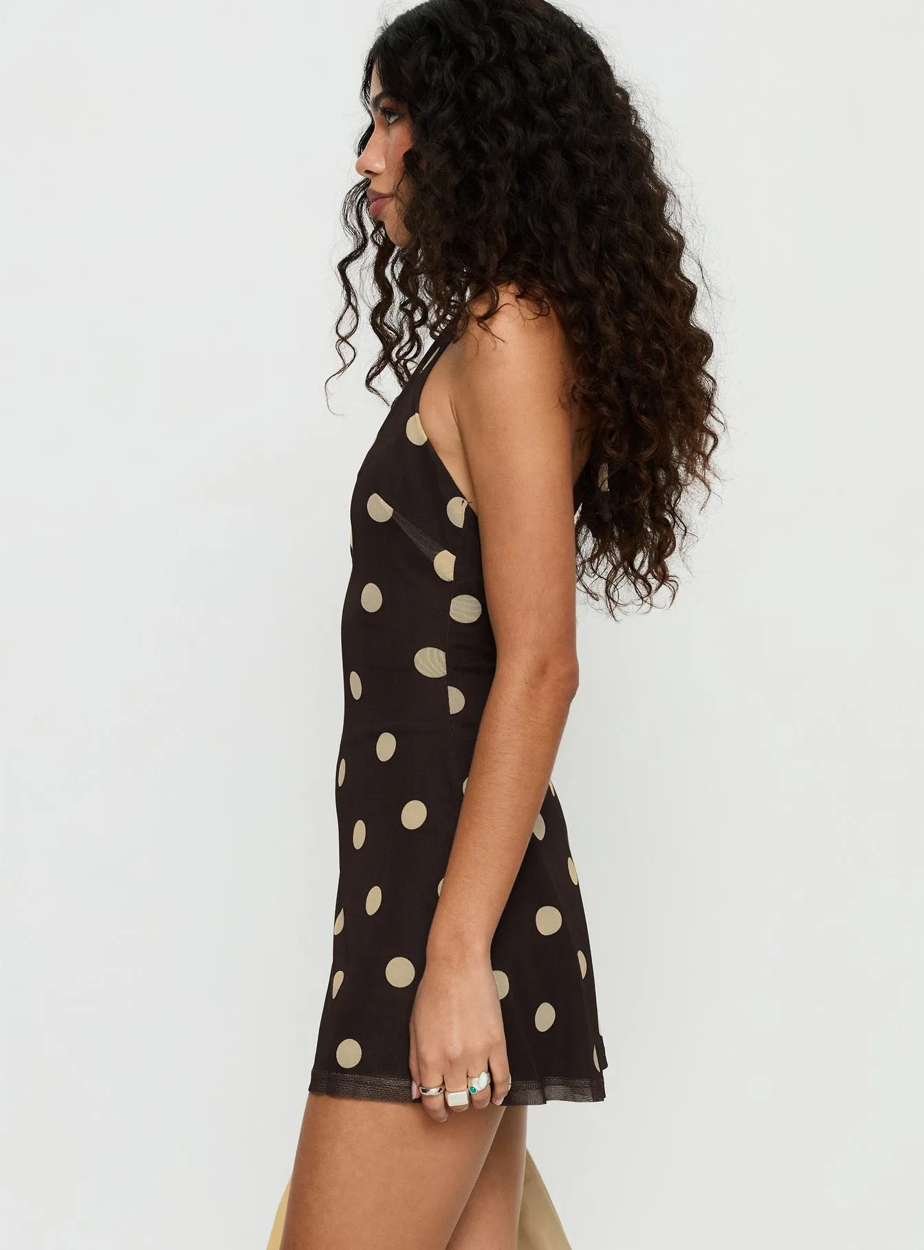 Hollywood Hills Plunge Neck Playsuit Brown Polka sold by Princess Polly product image thumbnail 4