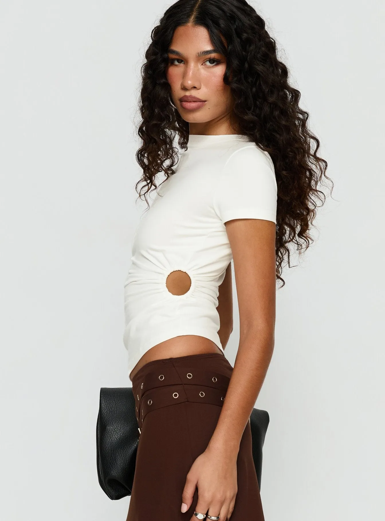 Chelese Cut Out Ruched Top White sold by Princess Polly product image thumbnail 4