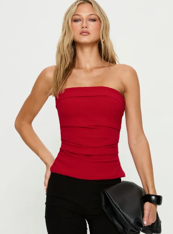 Mousse Strapless Top Red sold by Princess Polly