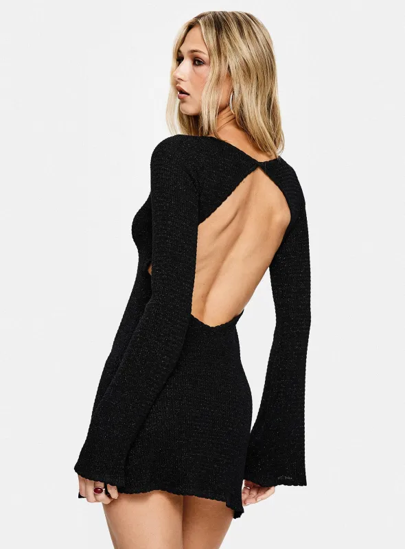 Rhapsody Long Sleeve Knit Mini Dress Black sold by Princess Polly