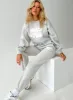 Princess Polly Track Pants Bubble Text Grey / Cloud White sold by Princess Polly