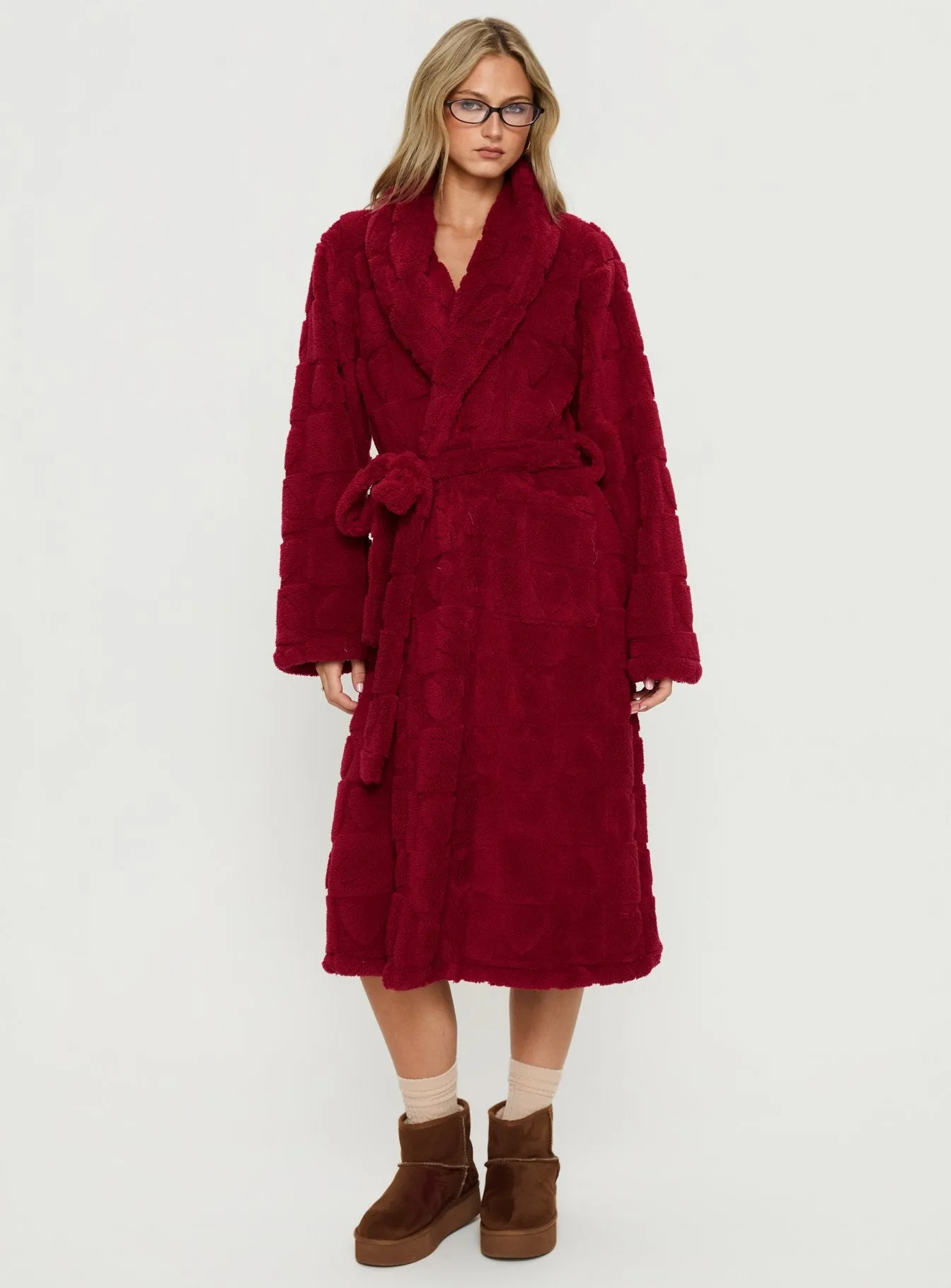 Soothe Bath Robe Burgundy sold by Princess Polly product image thumbnail 3