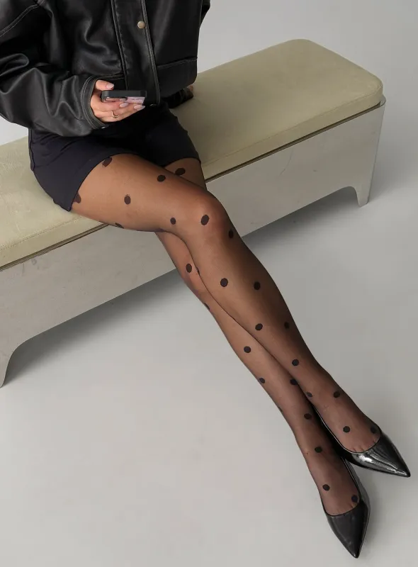 Morgynne Sheer Tights Black Polka sold by Princess Polly
