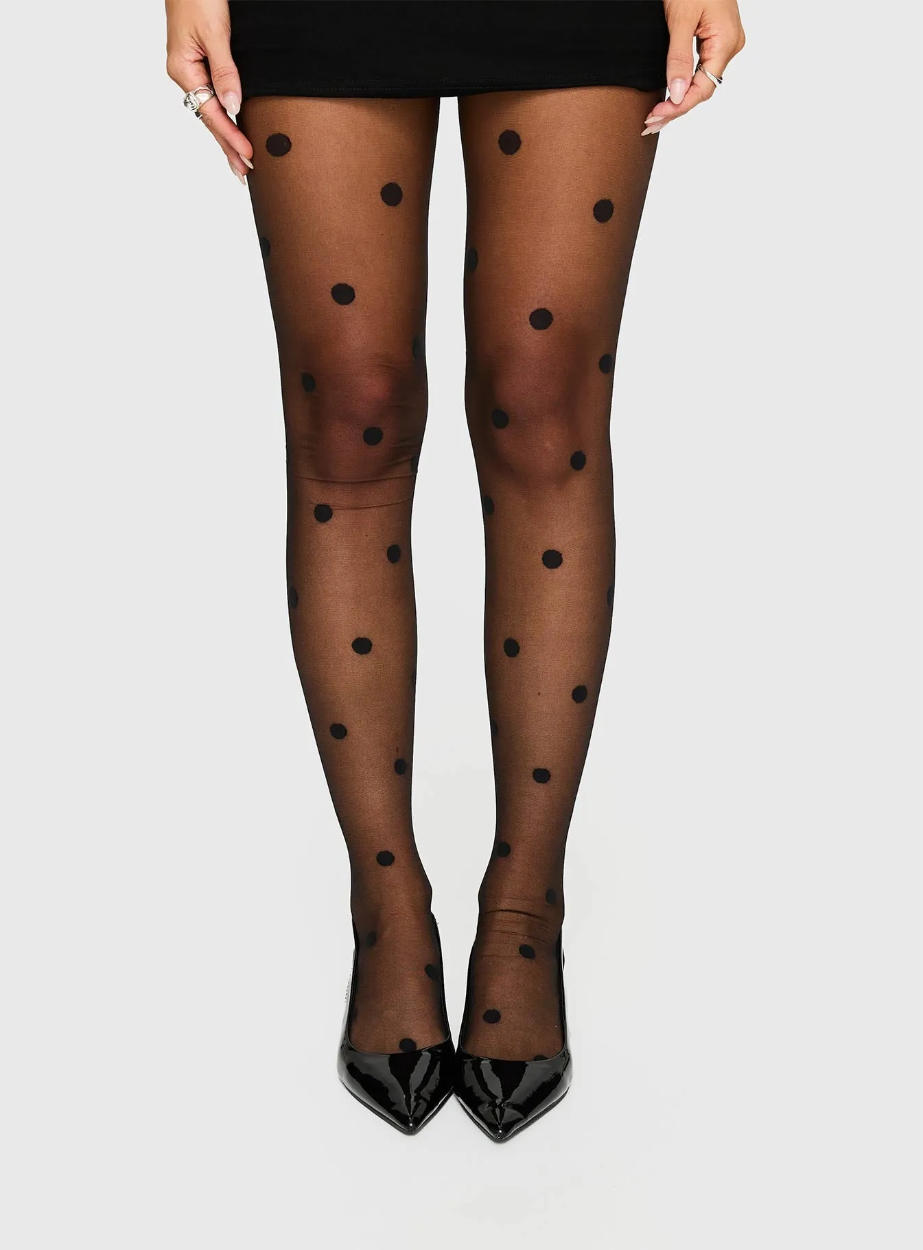 Morgynne Sheer Tights Black Polka sold by Princess Polly product image thumbnail 2