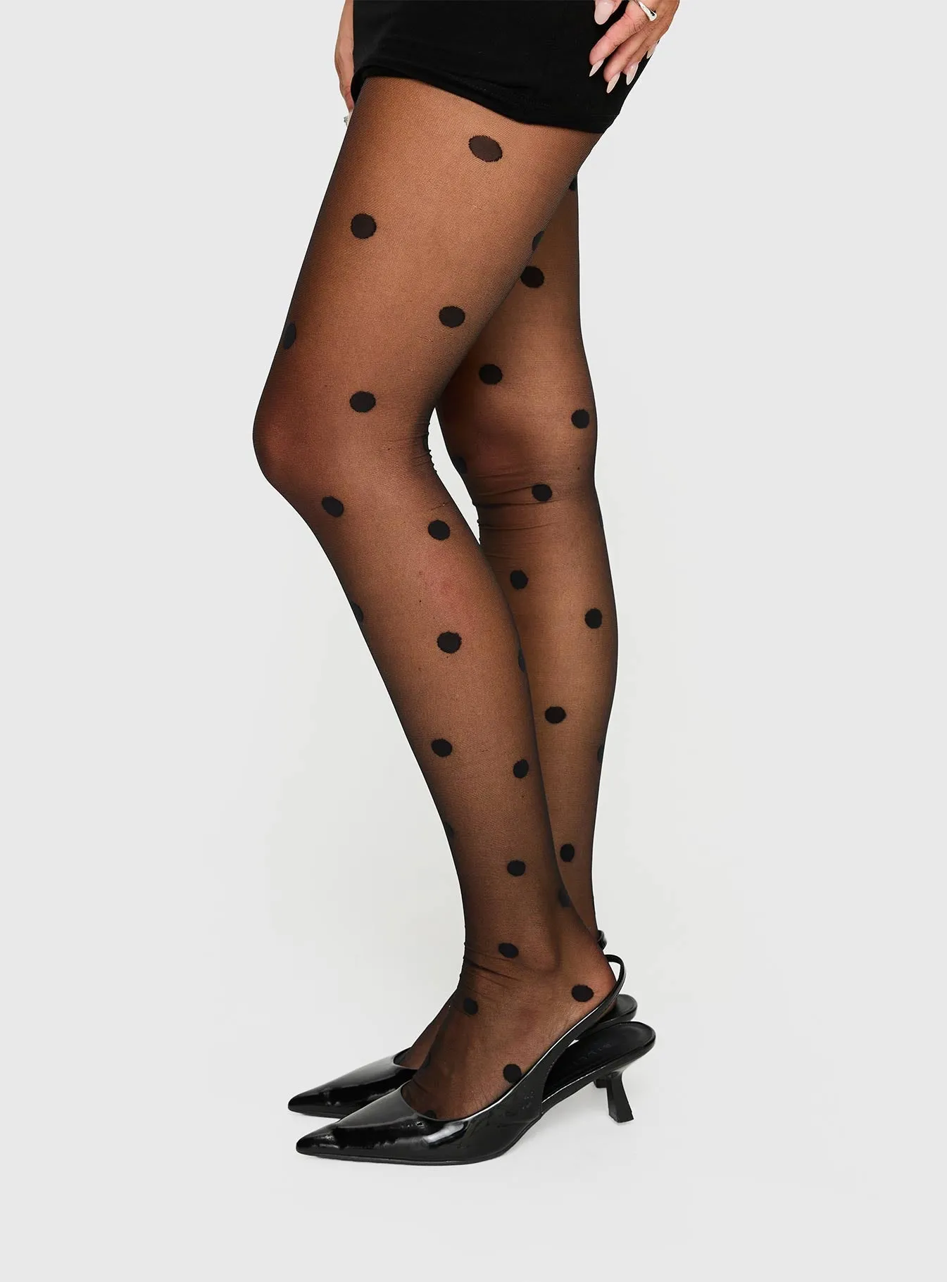 Morgynne Sheer Tights Black Polka sold by Princess Polly product image thumbnail 3