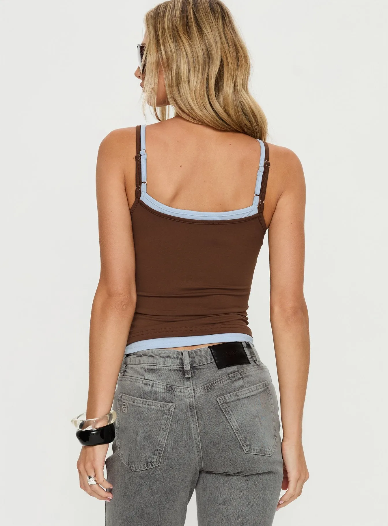 Varsity Star Layered Tank Top Brown / Blue sold by Princess Polly product image thumbnail 5