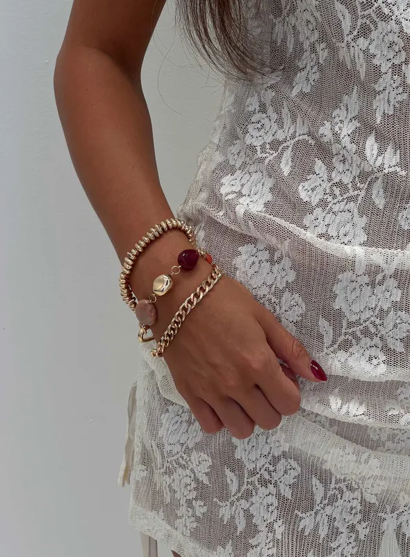 Jaylinn Beaded Bracelet Pack Gold sold by Princess Polly