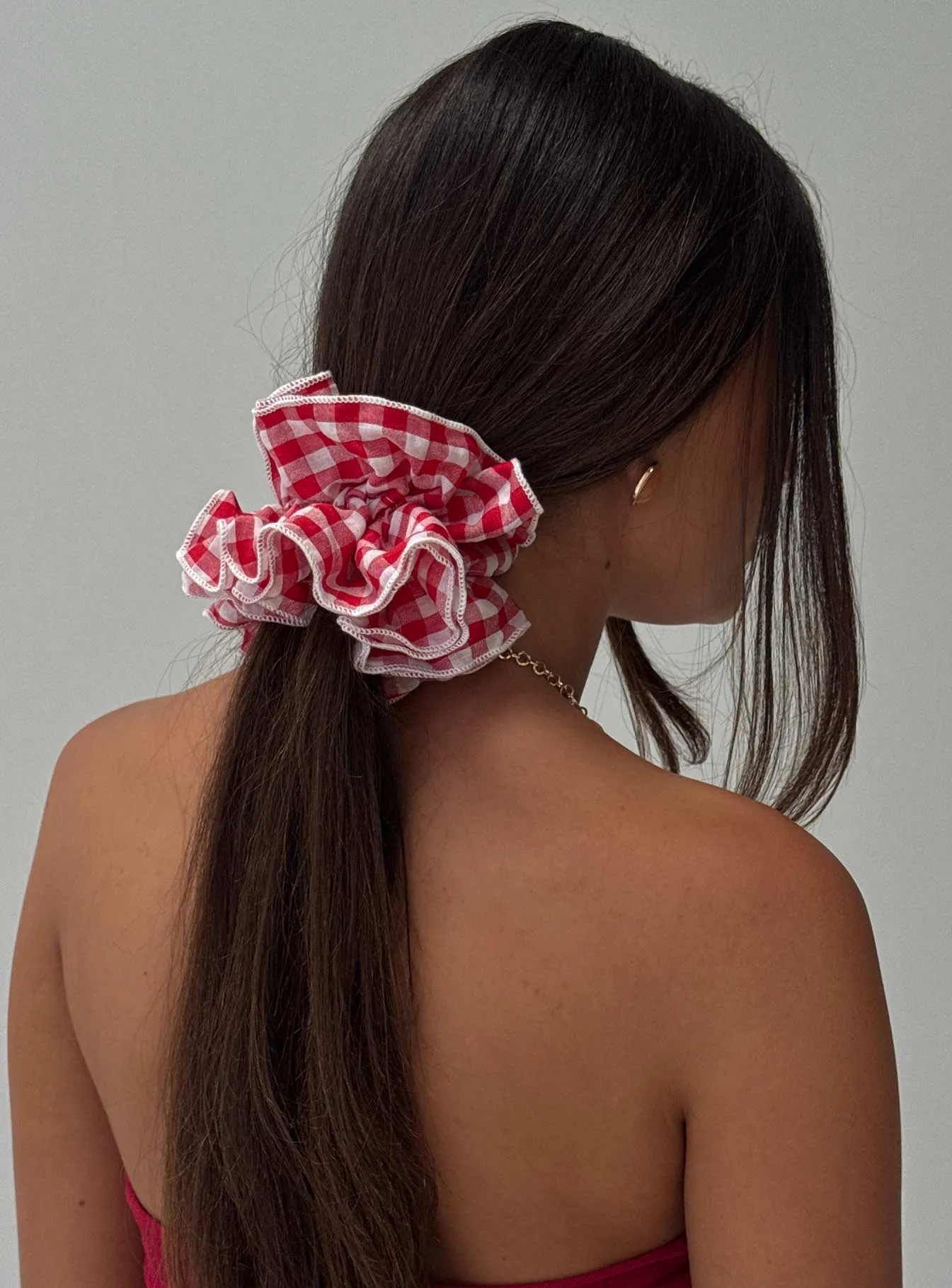 Cheshire Scrunchie Red Gingham sold by Princess Polly