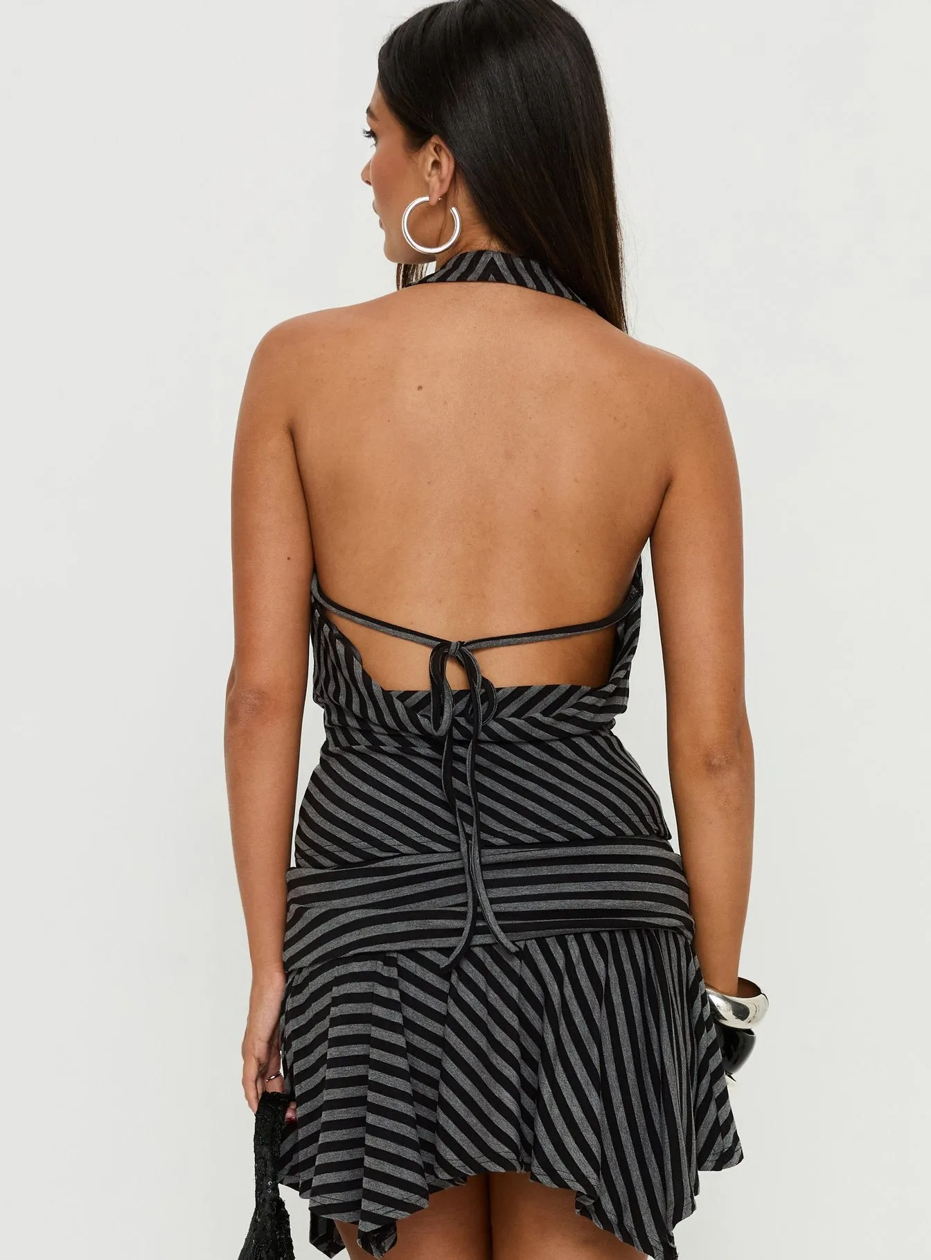 Dyana Cowl Neck Top Grey / Black Stripe sold by Princess Polly product image thumbnail 5