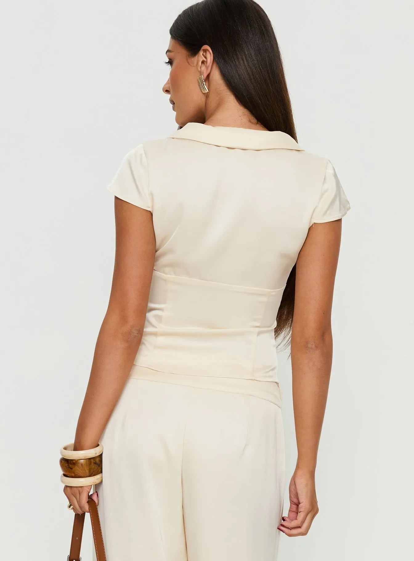 Aubrette Satin Collar Top Cream sold by Princess Polly product image thumbnail 5