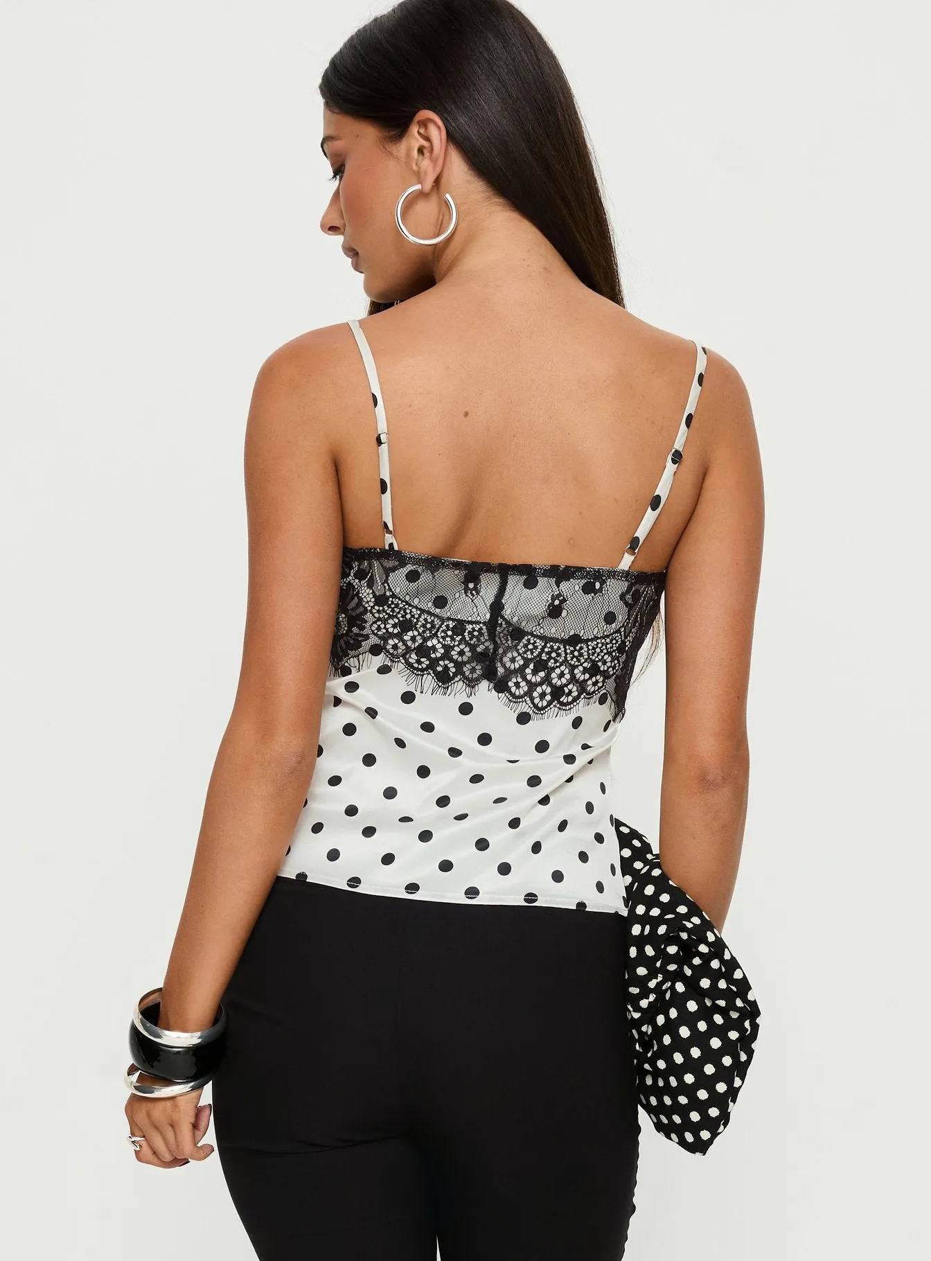 Jerelyn Lace Bust Cami Top White Polka sold by Princess Polly product image thumbnail 5