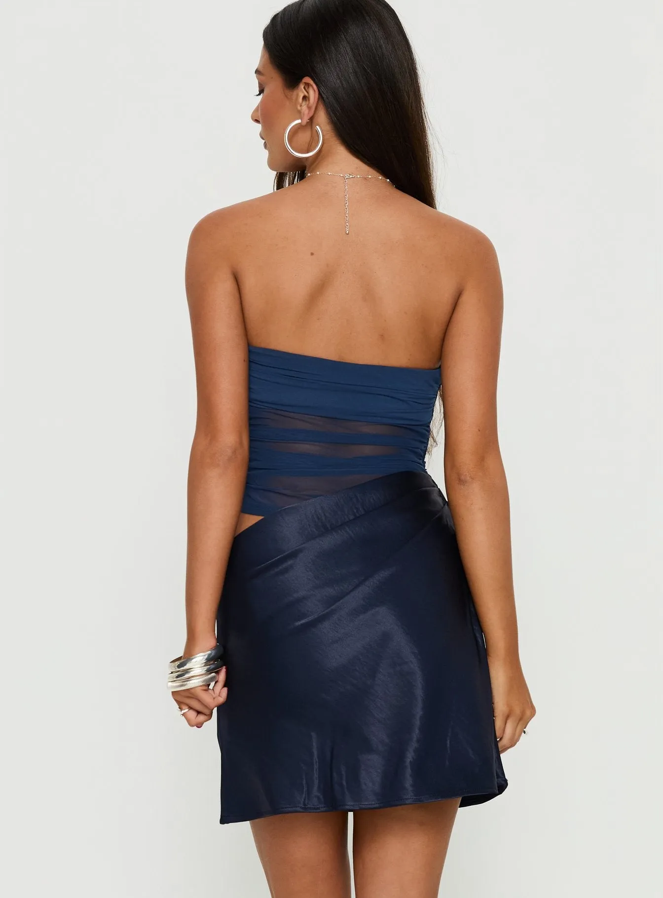 Elemental Strapless Mesh Mini Dress Navy sold by Princess Polly product image thumbnail 5