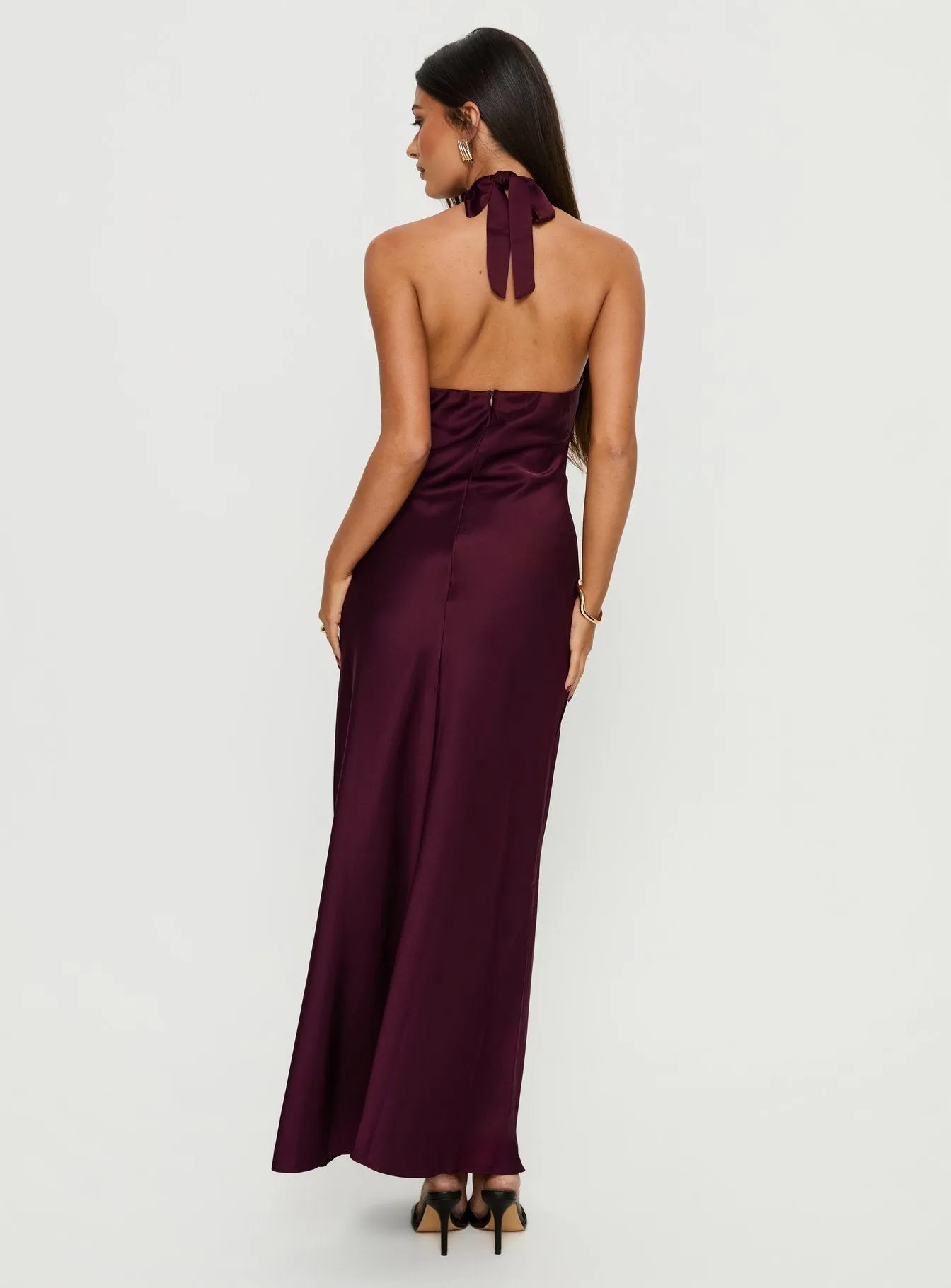 Rosario Halter Sheer Maxi Dress Plum sold by Princess Polly product image thumbnail 4