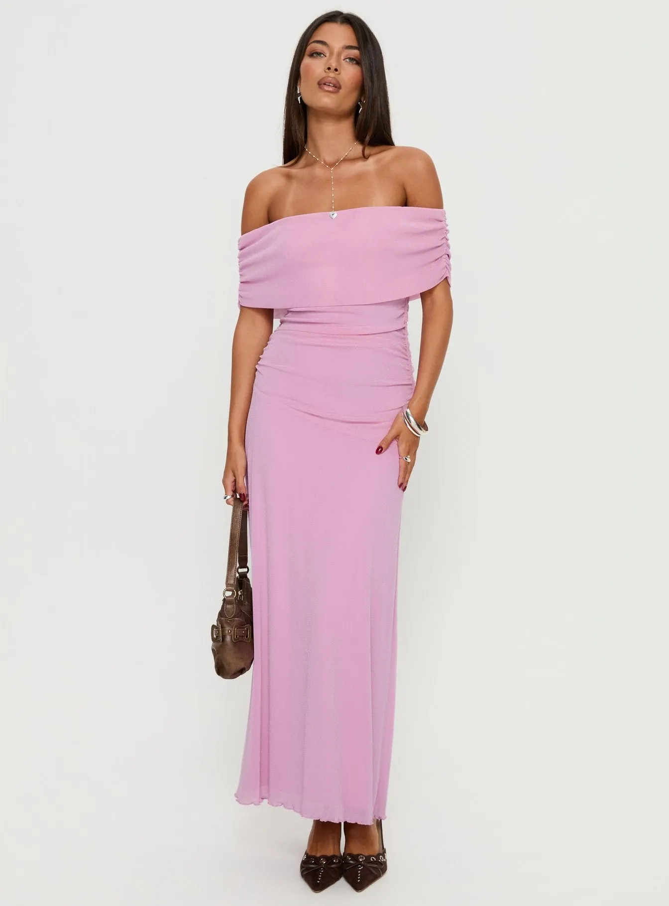 Penelopa Off Shoulder Maxi Dress Pink sold by Princess Polly product image thumbnail 2