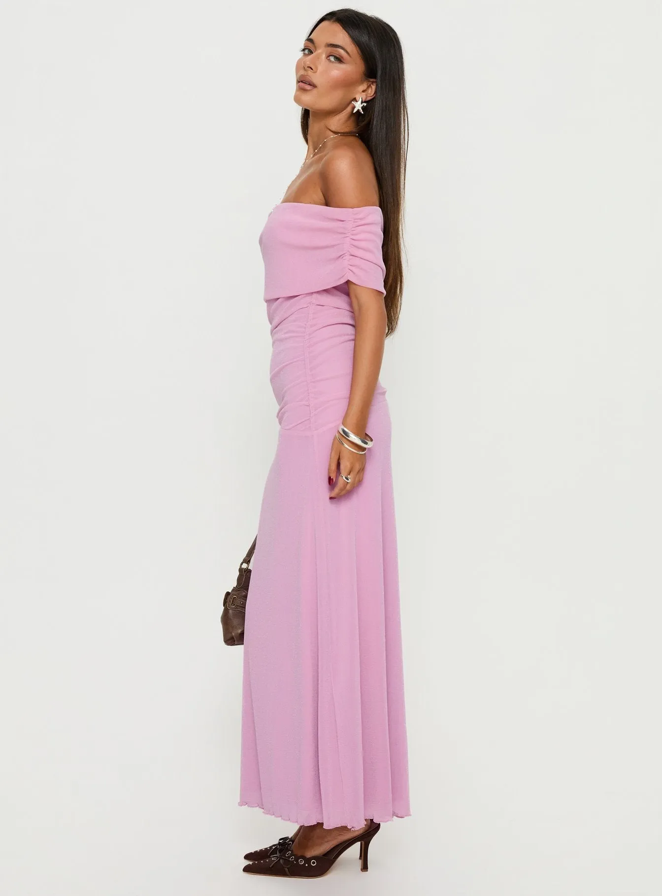 Penelopa Off Shoulder Maxi Dress Pink sold by Princess Polly product image thumbnail 3