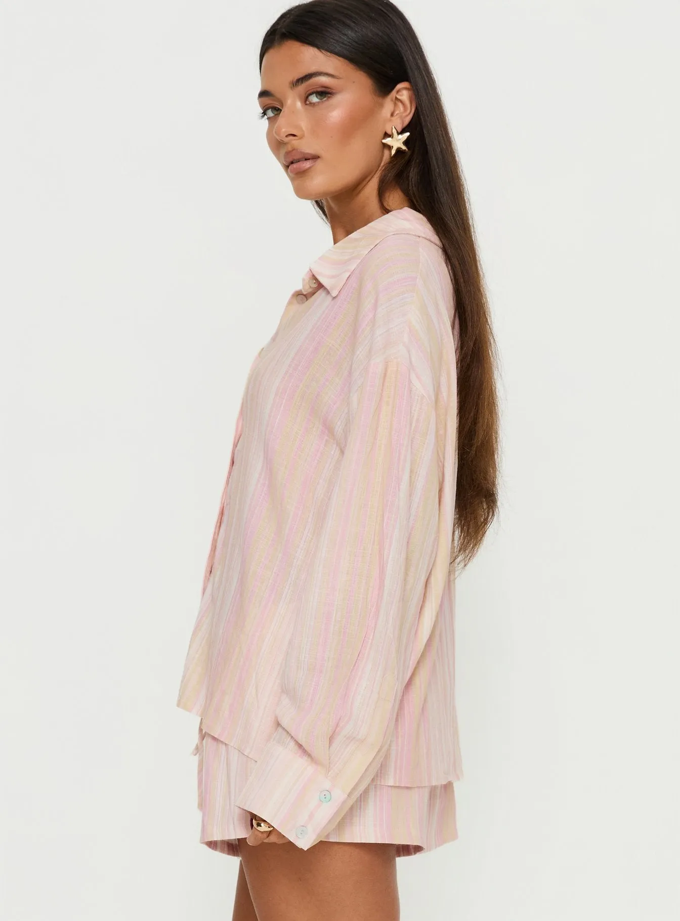 Opheliah Long Sleeve Oversized Top Pink Stripe sold by Princess Polly product image thumbnail 3
