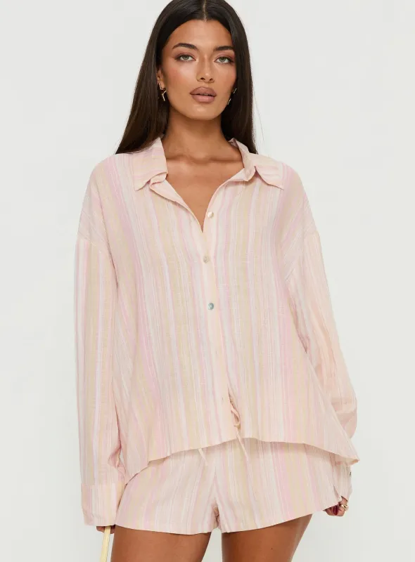 Opheliah Long Sleeve Oversized Top Pink Stripe sold by Princess Polly