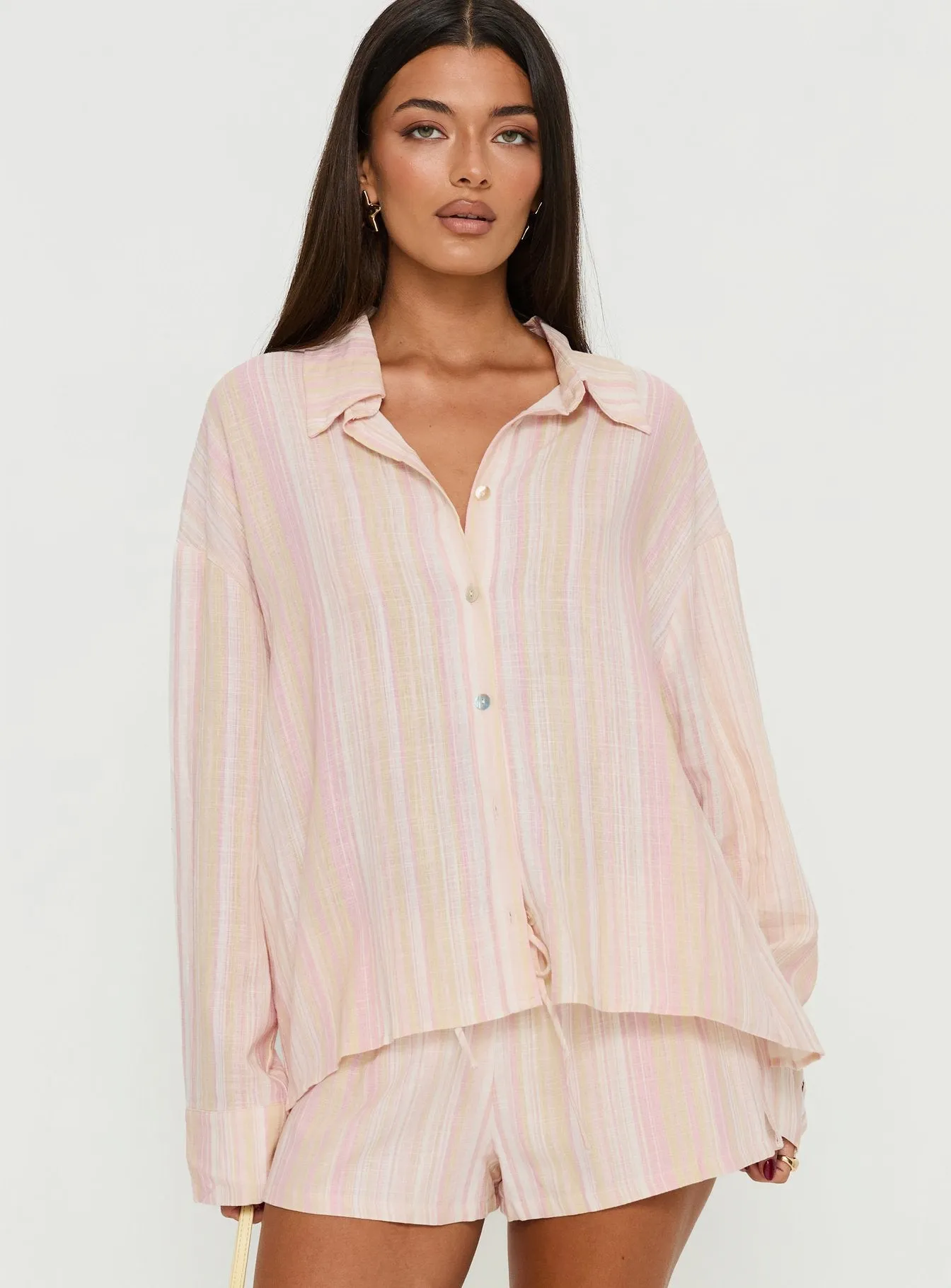 Opheliah Long Sleeve Oversized Top Pink Stripe sold by Princess Polly
