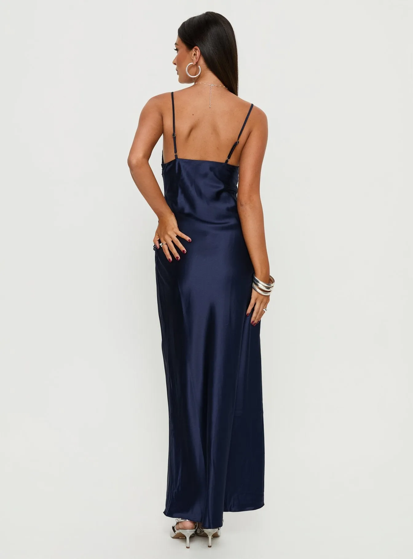 Madelene Lace V Neck Maxi Dress Navy sold by Princess Polly product image thumbnail 4