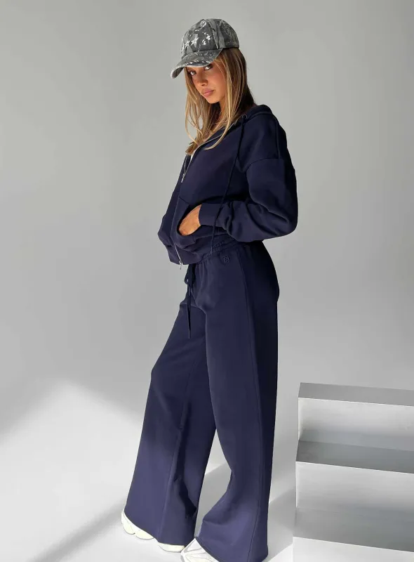 Summits Flared Track Pants Navy sold by Princess Polly