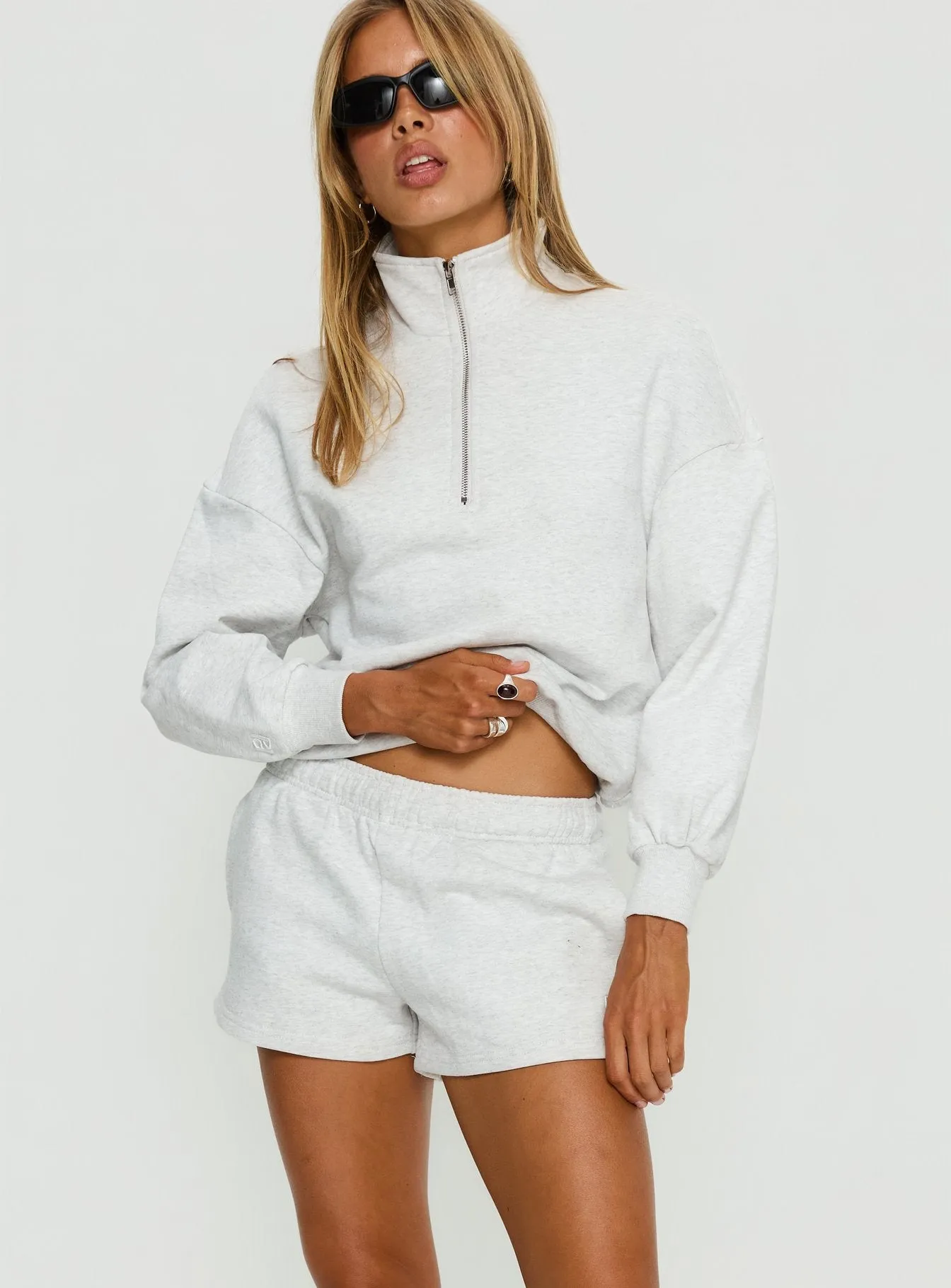 Haelie Fleece Shorts Grey Marle sold by Princess Polly product image thumbnail 2