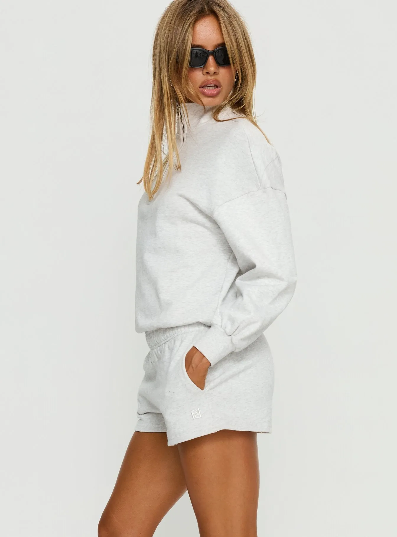 Haelie Fleece Shorts Grey Marle sold by Princess Polly product image thumbnail 4